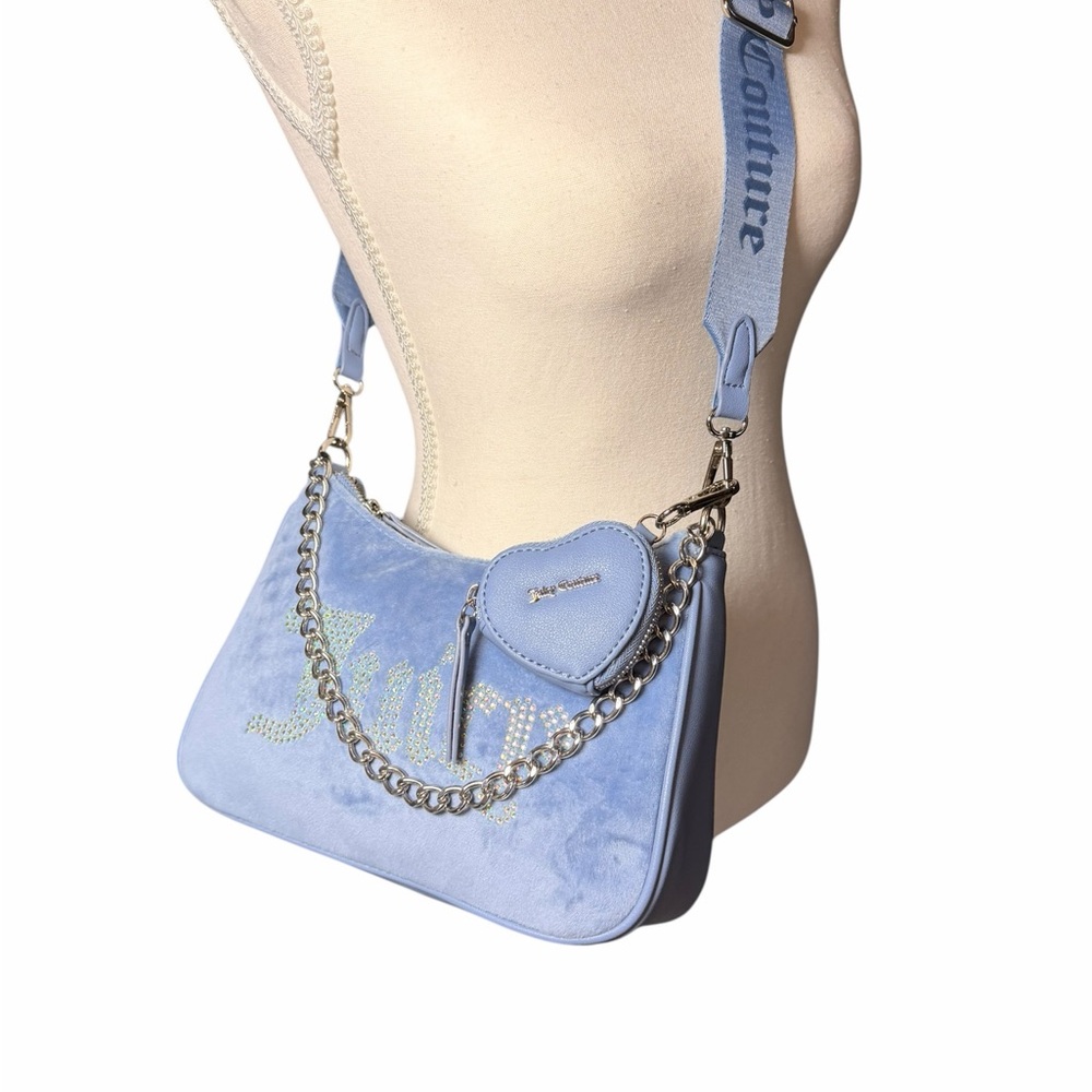 Juicy Couture Light Blue Shoulder Bag with Chain and Coin Purse - Picture 2 of 8